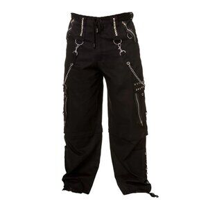Handmade Gothic Women's Black Chrome Trousers Punk Rock Studs Metal